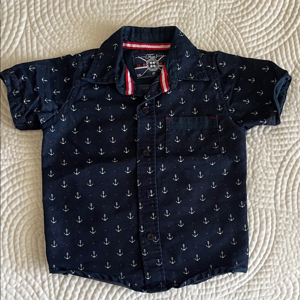 OshKosh B'gosh Dark Blue Anchor Print Button Down Shirt
